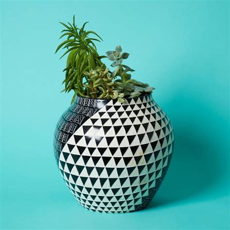 Large Kisii Stone Black White Geometric Succulent Pot - Walmart.com
