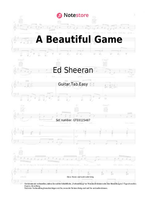 Ed Sheeran - A Beautiful Game Akkorde, Tabs für Gitarre in Note-store.de | Gitarre.Tabs.Easy SKU ...