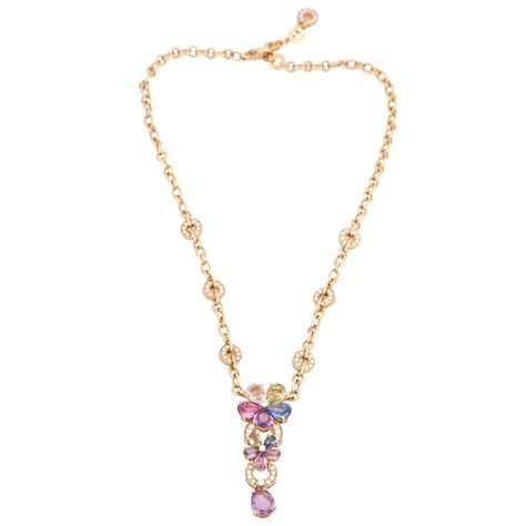 BULGARI Multi-colored Sapphire and Diamond Necklace For Sale at 1stdibs