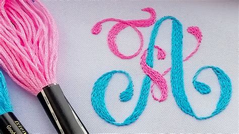 Hand Embroidery: Monogram "A" | stem stitch - YouTube