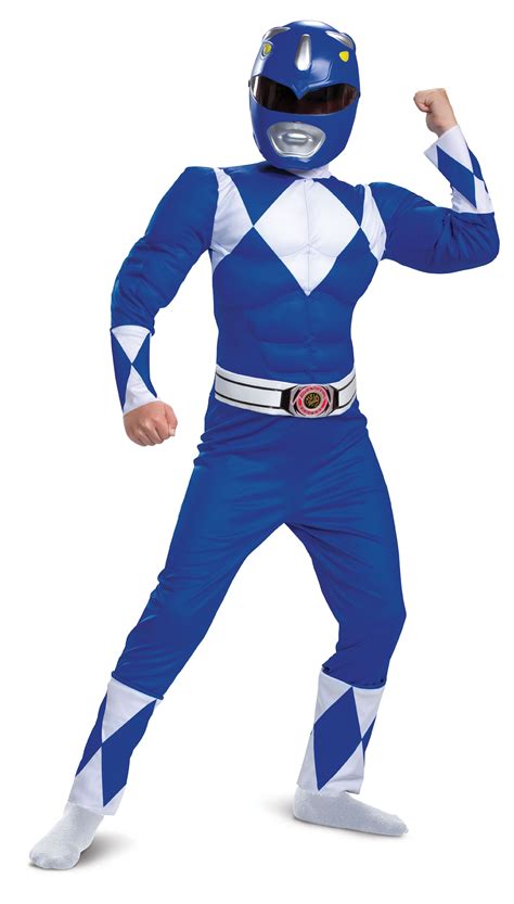 Power Rangers Mighty Morphin Boys Classic Blue Ranger Muscle Halloween ...