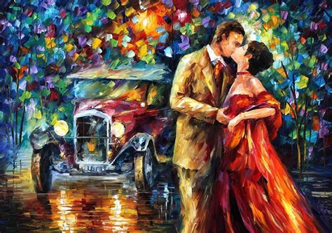 OLD KISS by Leonid Afremov Palette Knife Oil on Canvas | Pintura al ...