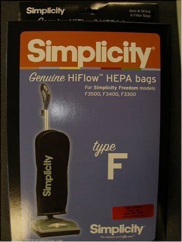 Simplicity Freedom Vacuum Cleaner Type F HiFlow HEPA Filtration Bags For Simp... free image download