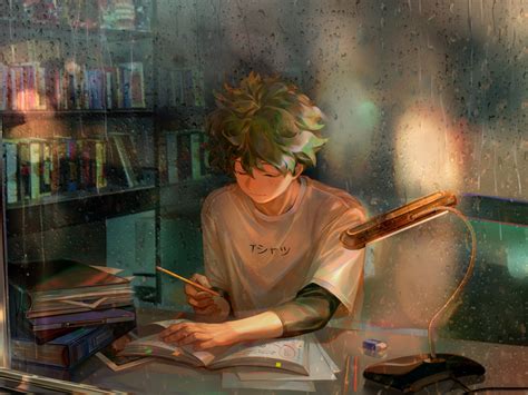 Wallpaper homework, green hair, anime boy, art, izuku midoriya desktop wallpaper, hd image ...