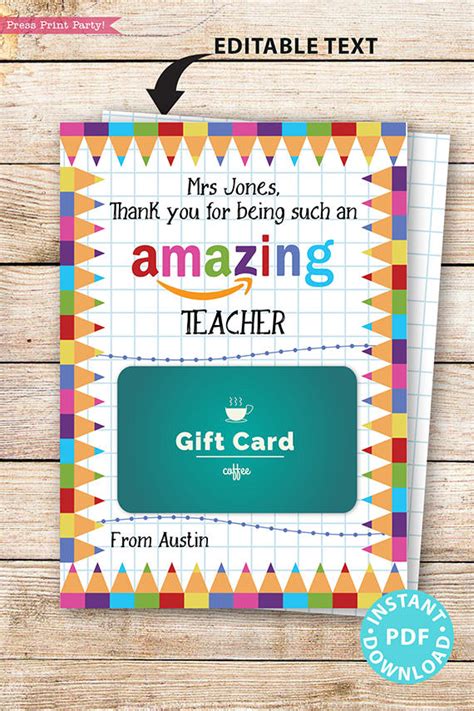 Back to School Amazon Gift Card Holder Printable