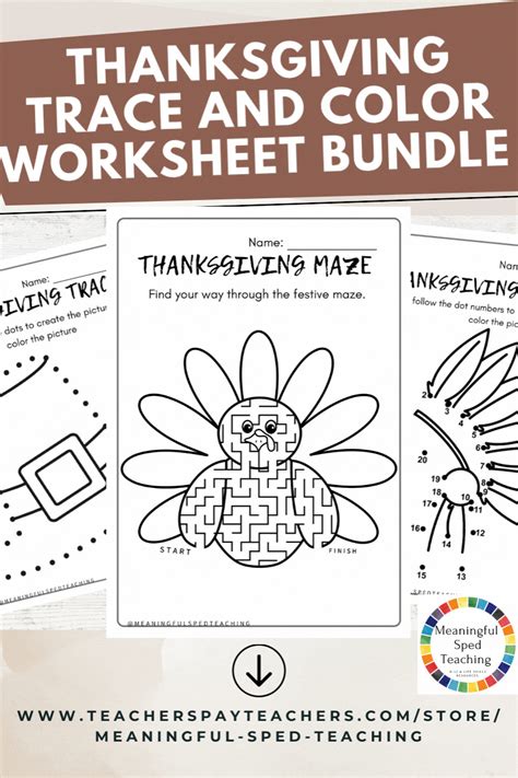 This fun Thanksgiving theme bundle includes dot to dot counting worksheets, tracing, and mazes ...