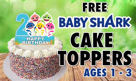 Free Baby Shark Blue Cake Toppers | Ellierosepartydesigns.com