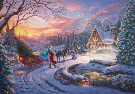 Cinderella Bringing Home the Tree, by Thomas Kinkade Studios - Village Gallery