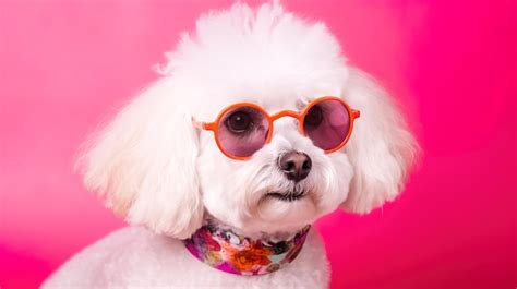 Premium AI Image | Funny dog wearing sunglasses on pink pastel color background Generative AI