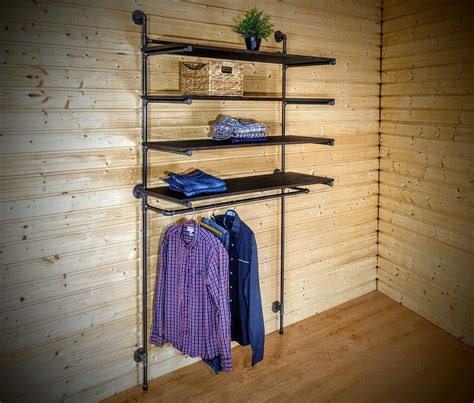 Clothes Rack With Shelves, Shelving Unit With Clothes Rail, Industrial ...