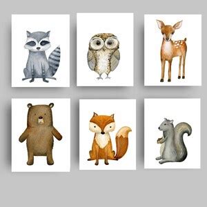 Woodland Animal Wall Art Décor, Animal Art Prints for Nursery or Kids Bedroom - Etsy