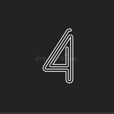 Lines Number 4, Thread Maze Style Vector Latin Number for Logo and Monogram. Typography Design ...