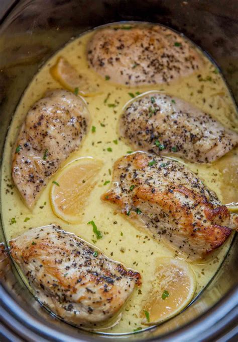 Slow Cooker Creamy Lemon Chicken - Dinner, then Dessert