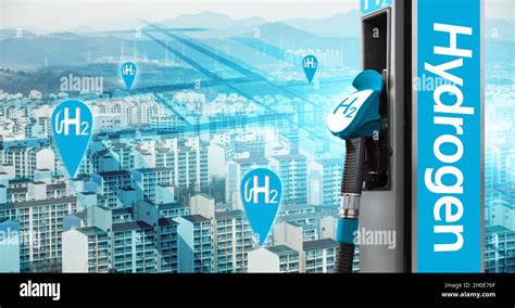 Hydrogen filling station on a background of geotagged map with H2 symbols Stock Photo - Alamy