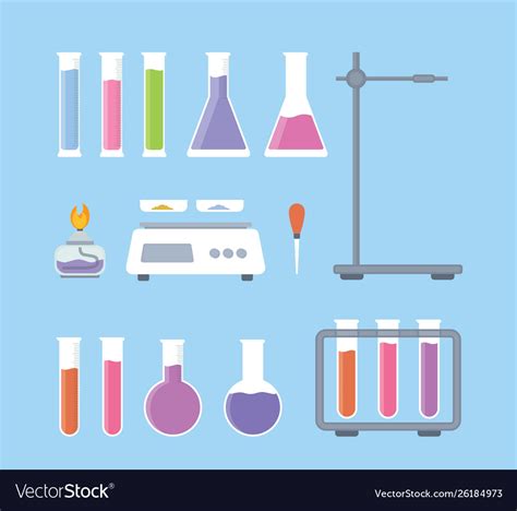 Set collection laboratory science tools Royalty Free Vector