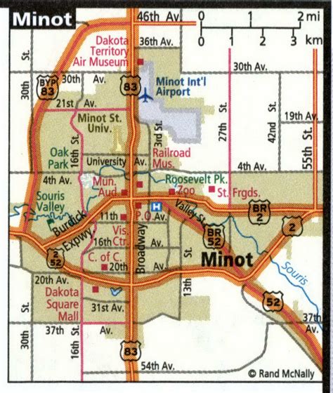 Minot city road map for truck drivers toll and free highways map - usa