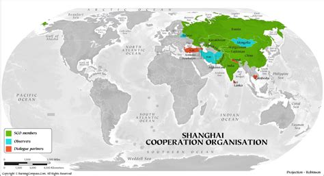 Shanghai Cooperation Organisation Map, Shanghai Cooperation Organisation Countries List