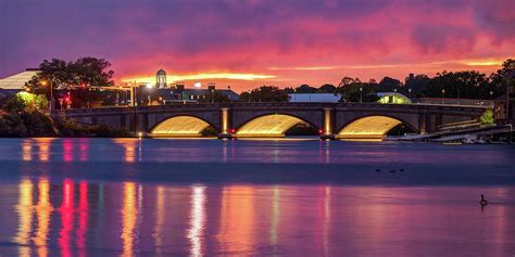 Boston and Cambridge Massachusetts Sunset Panorama Along the Charles ...