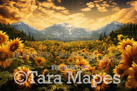 Sunflower Field Digital Backdrop - Field of Sunflowers - Summer Sunflowers Digital Backdrop