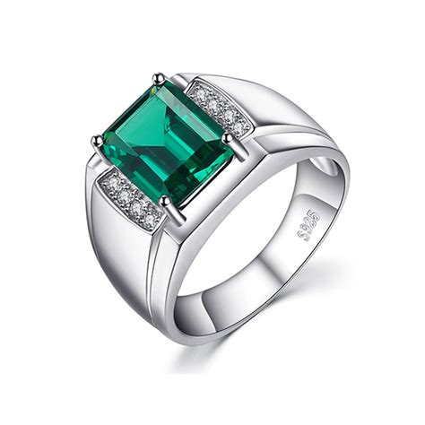 China 925 Sterling Silver Rings Created Gemstone Jewelry Emerald Rings ...