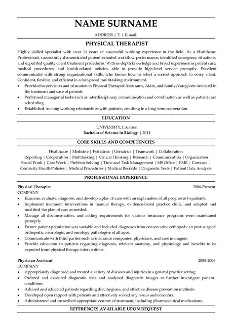 Professional Physical Therapist Resume Example for free | ResumeGets