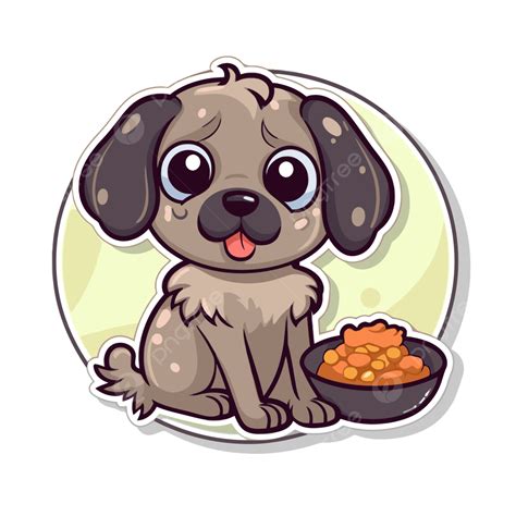 Cute Puppy With Food Illustration Vector Clipart, Dog Eating, Dog ...