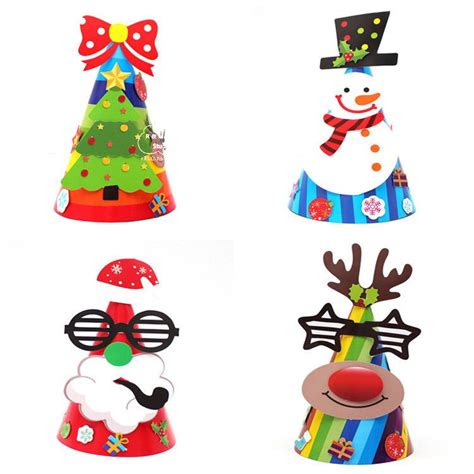 1 Set of 4 Pieces Christmas X mas DIY Paper Hats Party Family Parent ...