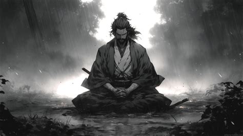 Miyamoto Musashi Meditating In The Rain Vagabond Live Wallpaper - MoeWalls