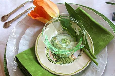 Once Upon a Plate: Tablescape ~ Green and White Spring Luncheon Table