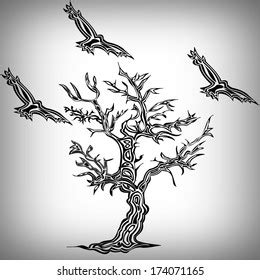 Tree Bird Tattoo Style Stock Illustration 174071165 | Shutterstock