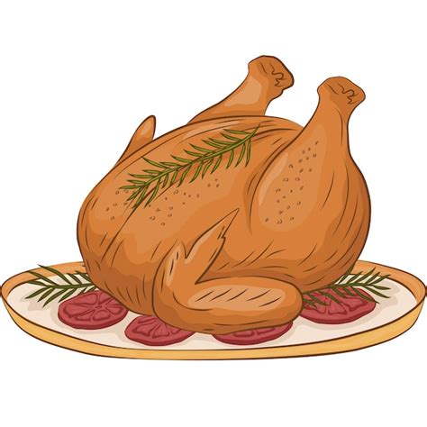 Premium Vector | Roast turkey dinner clipart illustration for thanksgiving christmas