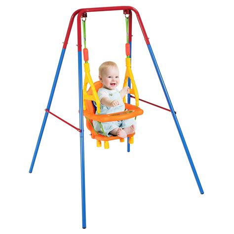 Buy HONEY JOY Toddler Swing Set, Heavy Duty Metal A-Frame Swing Stand & High Back Baby Swing ...