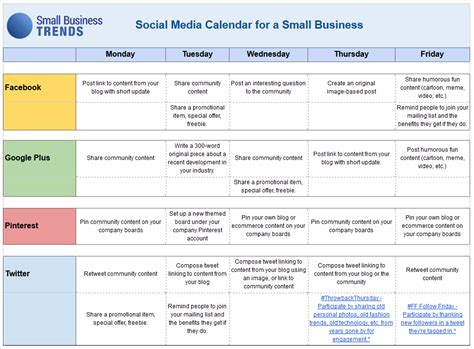Social Media Calendar Template for Small Business | Social media calendar template, Social media ...