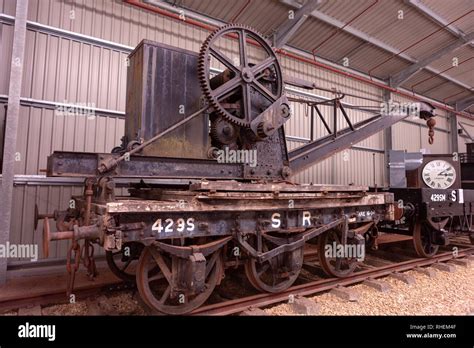 Mobile Crane Awaiting Restoration at Isle of Wight Steam Railway Stock Photo - Alamy