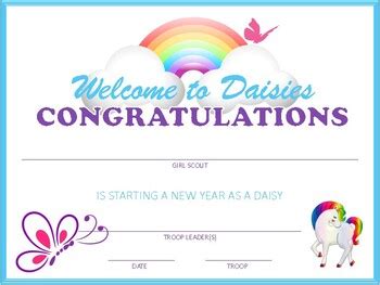 Girl Scout Investiture Welcome Daisy Award Certificate Printable Rededication