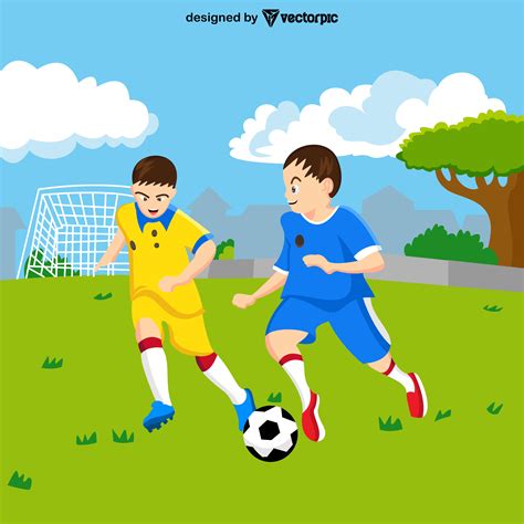 Cartoon Boy Playing Football Stock Vector Image Art Alamy | atelier ...