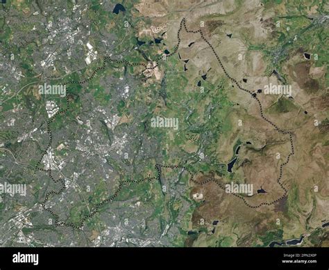 Oldham, administrative county of England - Great Britain. High resolution satellite map Stock ...