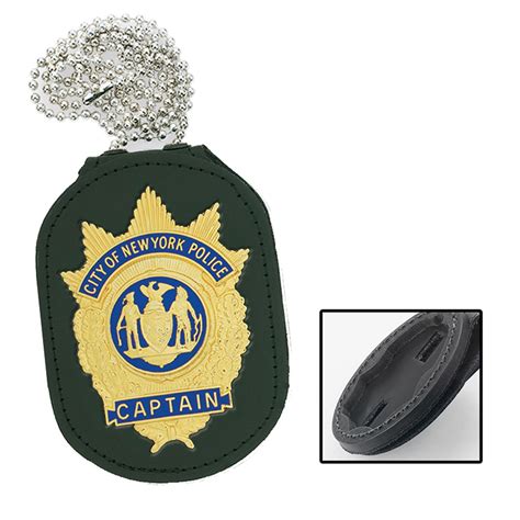 Strong Clip On Recessed Badge Holder (Double Thick with Chain)