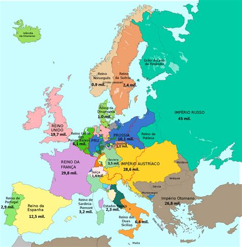 Map of Europe 1815 showing countries population : r/MapPorn