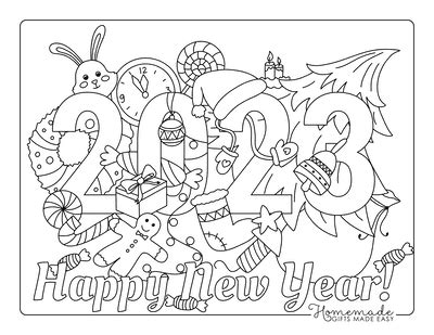 Free Printable New Year Coloring Pages for 2023