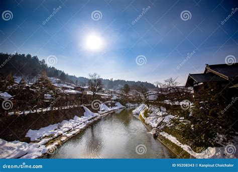 River and City View from the Bridge in Takayama, Japan. Image for Background Stock Image - Image ...