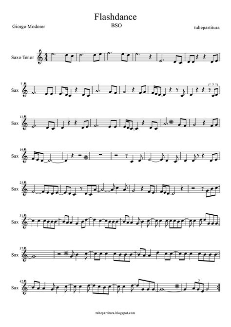 tubescore: Sheet music for Flashdance (What a Feeling) for Tenor Saxophone by Irene Cara in key ...
