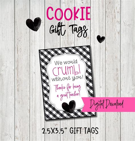 Cookie Gift Tags, Crumbl Cookie Gift Tags for Teachers, Printable Gift Tags for Teachers ...