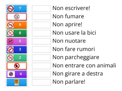 Divieti (imperativo negativo) prohibitions ( negative imperative) - Match up