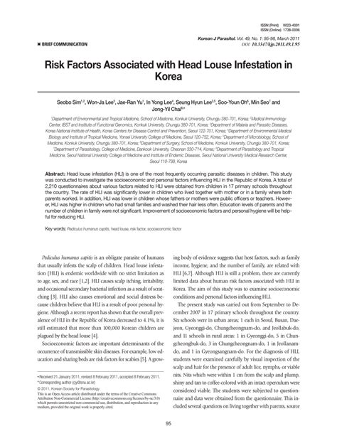 (PDF) Risk Factors Associated with Head Louse Infestation in Korea