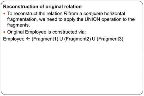 Fragmentation and types of fragmentation in Distributed Database