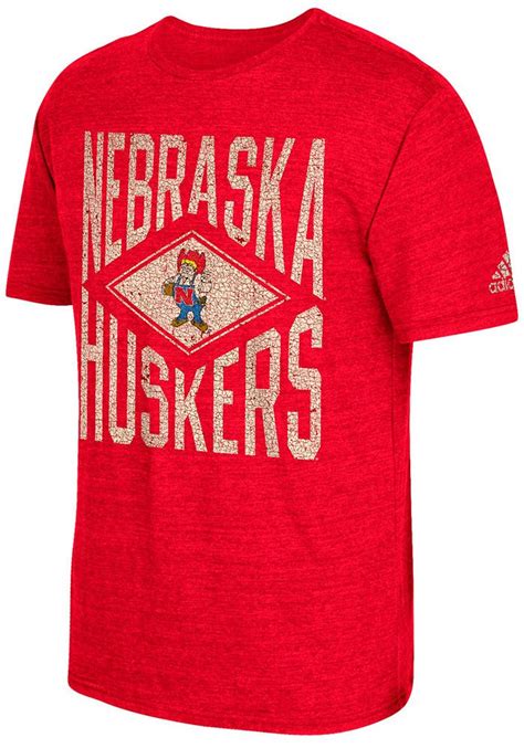 Adidas Nebraska Cornhuskers Red Diamond Mine Short Sleeve Fashion T Shirt, Red, 50 POLY / 37.5 ...