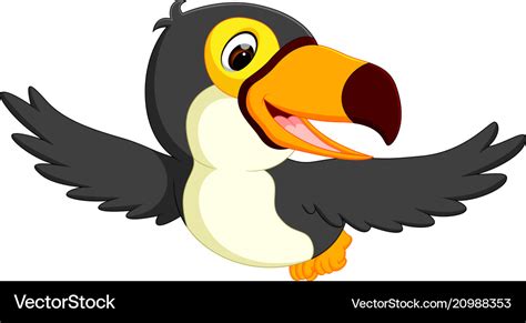 Cute bird toucan flying Royalty Free Vector Image