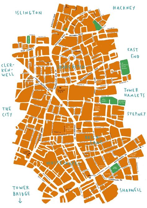 Walk area maps: Brick Lane & Shoreditch | London map, Area map, Map