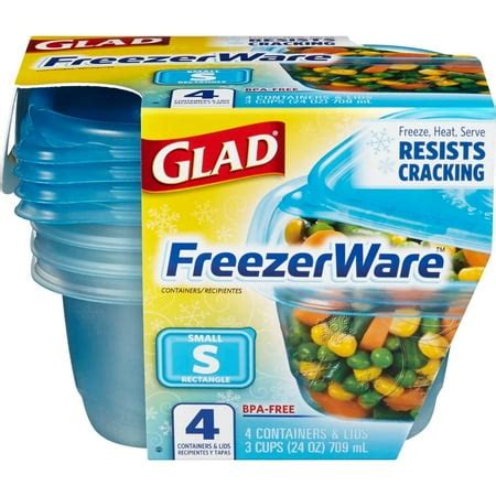 Glad Food Storage Containers, FreezerWare, Small, 24 oz, 4 Count, BPA Free - Walmart.com